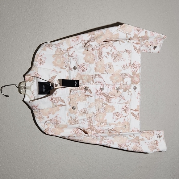 Nine West Jacket Womens Large Denim Floral Distressed Fall New Y2k - Picture 1 of 11